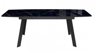 Кухонный раскладной стол Dikline XLS160 мрамор черный глянец/ножки черные в Магадане - предосмотр 1