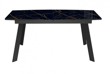 Кухонный раскладной стол Dikline XLS160 мрамор черный глянец/ножки черные в Магадане - предосмотр 2
