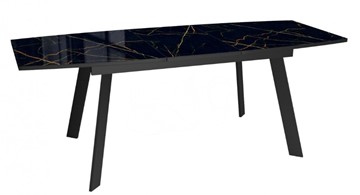 Кухонный раскладной стол Dikline XLS160 мрамор черный глянец/ножки черные в Магадане - предосмотр 3