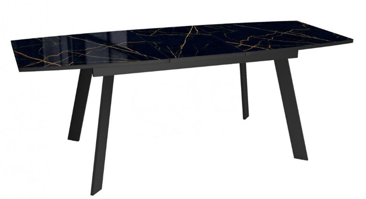 Кухонный раскладной стол Dikline XLS160 мрамор черный глянец/ножки черные в Магадане - изображение 3