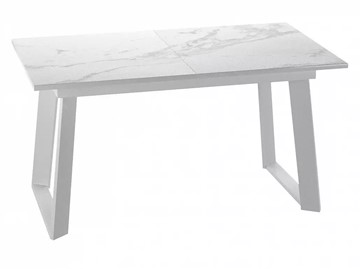 Кухонный раскладной стол Dikline ZLS140 Мрамор белый глянец/ножки белые в Магадане