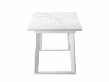 Кухонный раскладной стол Dikline ZLS140 Мрамор белый глянец/ножки белые в Магадане - предосмотр 2