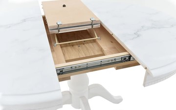 Кухонный раздвижной стол Фабрицио-1 Glass, Круг 1000, Фотопечать (Мрамор №1) в Магадане - предосмотр 3
