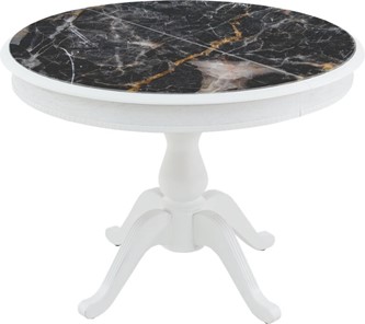 Кухонный стол раздвижной Фабрицио-1 Glass, Круг 1000, фотопечать (Мрамор 10) в Магадане - предосмотр