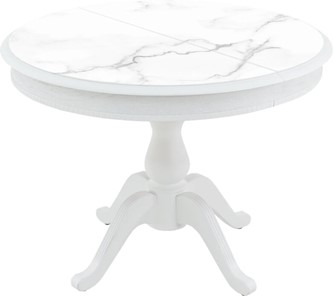 Кухонный стол раскладной Фабрицио-1 Glass, Круг 1000, фотопечать (Мрамор 2) в Магадане - предосмотр