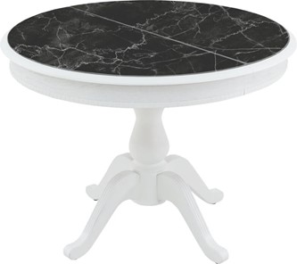 Кухонный стол раскладной Фабрицио-1 Glass, Круг 1000, фотопечать (Мрамор 9) в Магадане - предосмотр