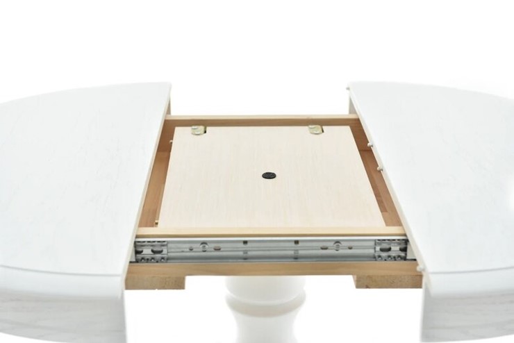 Кухонный раздвижной стол Фабрицио-1 Круг 820, (Тон 9 - Эмаль белая) Морилка/Эмаль в Магадане - изображение 4