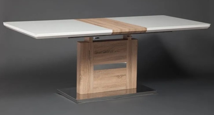 Кухонный стол раздвижной FOSTER (mod. 8070) high glossy/закаленное стекло, 160/200x90x75, дерево/белый в Магадане - изображение 11