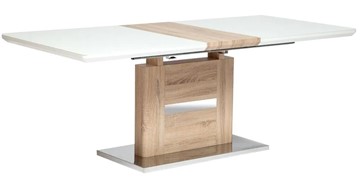 Кухонный стол раздвижной FOSTER (mod. 8070) high glossy/закаленное стекло, 160/200x90x75, дерево/белый в Магадане