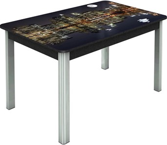 Кухонный стол раскладной Гамбург исп.1 ноги метал. крашеные №23, Фотопечать (Города №8) в Магадане