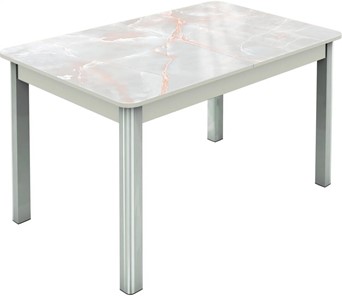 Кухонный раздвижной стол Гамбург исп.1 ноги метал. крашеные №23, Фотопечать (Мрамор №7) в Магадане