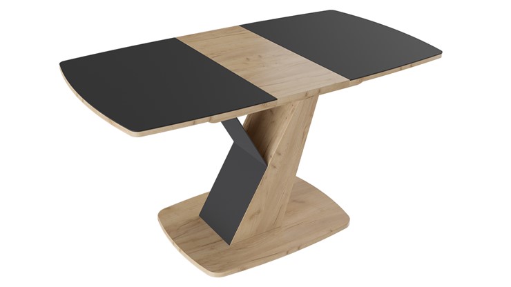 Кухонный стол раскладной Гарда тип 1, цвет Дуб крафт золотой/Стекло матовое черный графит в Магадане - изображение 1