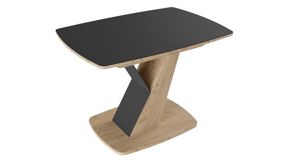Кухонный стол раскладной Гарда тип 1, цвет Дуб крафт золотой/Стекло матовое черный графит в Магадане - изображение