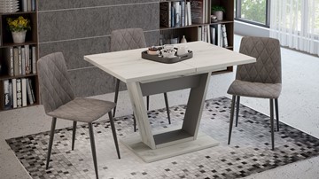 Кухонный раздвижной стол Гавана тип 1 (Дуб крафт белый/Серый графит) в Магадане - предосмотр 4