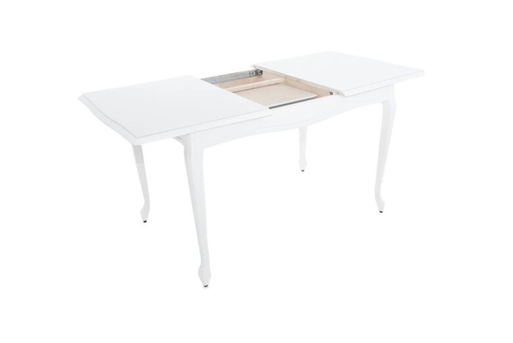Кухонный стол раскладной Кабриоль GLASS 1200х800, (Тон 9 - Эмаль белая + Белое стекло) в Магадане - изображение 2