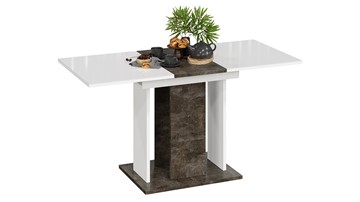 Кухонный стол раскладной Кёльн тип 1 (Ателье темный, Белый, Стекло Белый глянец) в Магадане - предосмотр 1