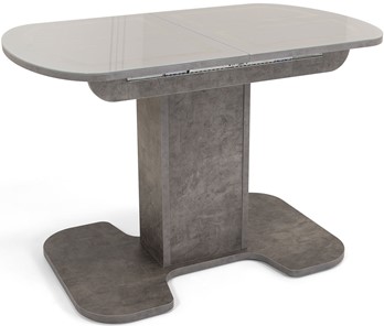 Кухонный раздвижной стол Киото-1 (ноги серый камень, серебро/серый камень) в Магадане - предосмотр