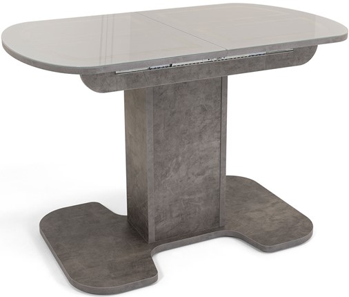 Кухонный раздвижной стол Киото-1 (ноги серый камень, серебро/серый камень) в Магадане - изображение