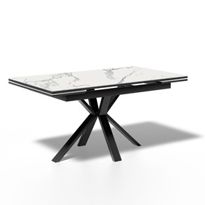 Кухонный стол раздвижной ME1600 (черный/керамика мрамор белый) в Магадане