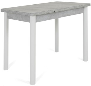 Раздвижной стол Милан-1 EVO, ноги металлические белые, светлый цемент в Магадане - предосмотр
