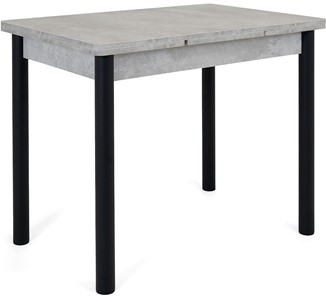 Кухонный раскладной стол Милан-1 EVO, ноги металлические черные, светлый цемент в Магадане - предосмотр