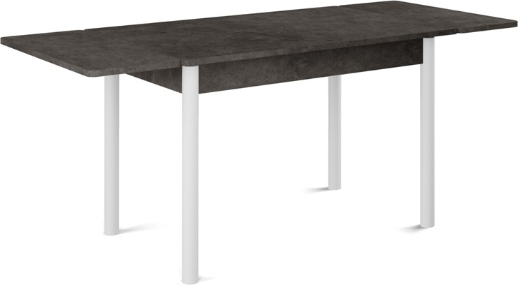 Кухонный раскладной стол Милан-2 EVO, ноги белые, серый камень в Магадане - изображение 1
