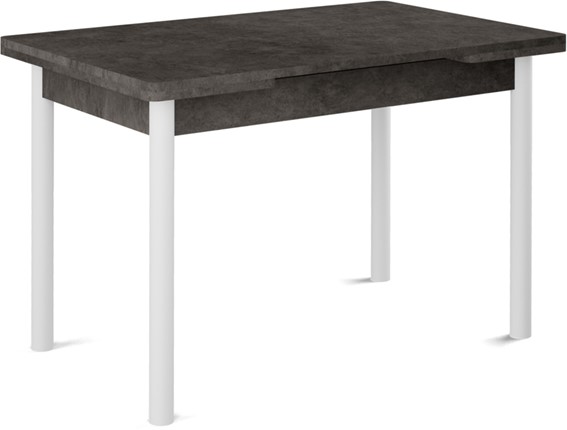 Кухонный раскладной стол Милан-2 EVO, ноги белые, серый камень в Магадане - изображение