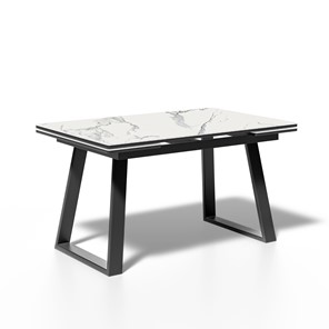 Обеденный раздвижной стол ML1400 (черный/керамика мрамор белый) в Магадане
