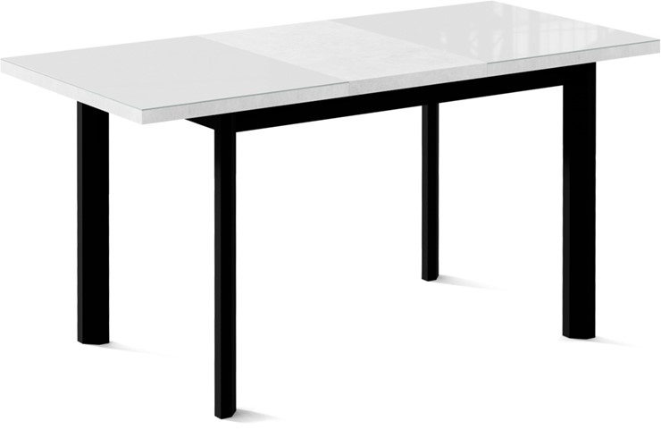 Кухонный раскладной стол Нагано-2G (ноги черные, стекло cristal/белый цемент) в Магадане - изображение 1