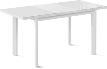 Раздвижной стол Нагано-3G (ноги металлические белые, стекло cristal/белый цемент) в Магадане - предосмотр 1
