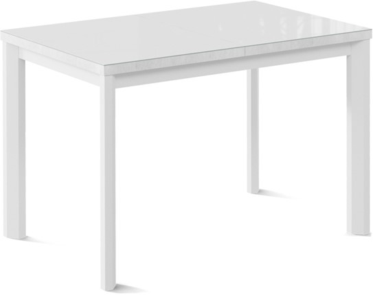 Раздвижной стол Нагано-3G (ноги металлические белые, стекло cristal/белый цемент) в Магадане - изображение