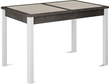 Раздвижной стол Ницца-1 ПЛ (ноги белые, плитка бежевая/серый камень) в Магадане
