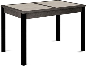 Кухонный стол раздвижной Ницца-1 ПЛ (ноги черные, плитка бежевая/серый камень) в Магадане