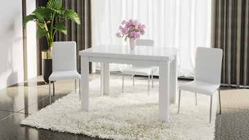 Кухонный стол раскладной Норман тип 1, цвет Белый/Стекло белый глянец в Магадане - предосмотр 4