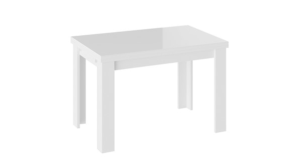 Кухонный стол раскладной Норман тип 1, цвет Белый/Стекло белый глянец в Магадане - изображение