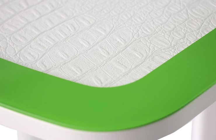 Кухонный раскладной стол ПГ-01 СТК, белый/зеленый/крокодил белый/белый в Магадане - изображение 1
