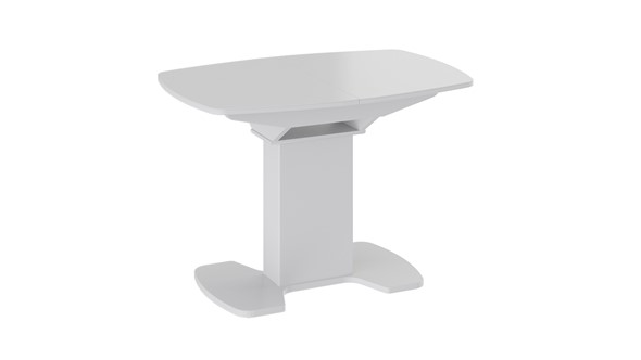Кухонный раскладной стол Портофино (СМ(ТД)-105.01.11(1)), цвет  Белый глянец/Стекло белое в Магадане - изображение