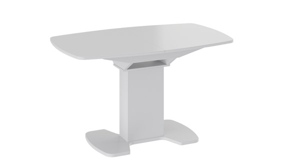 Кухонный стол раздвижной Портофино (СМ(ТД)-105.02.11(1)), цвет Белый глянец/Стекло белое в Магадане - изображение