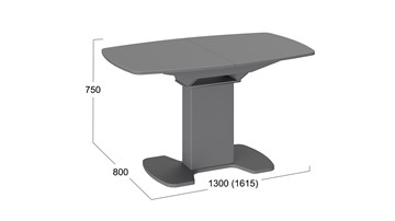 Раздвижной стол Портофино (СМ(ТД)-105.02.11(1)), цвет Серое/Стекло серое матовое LUX в Магадане - предосмотр 1