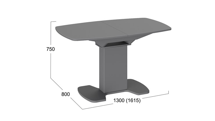 Раздвижной стол Портофино (СМ(ТД)-105.02.11(1)), цвет Серое/Стекло серое матовое LUX в Магадане - изображение 1
