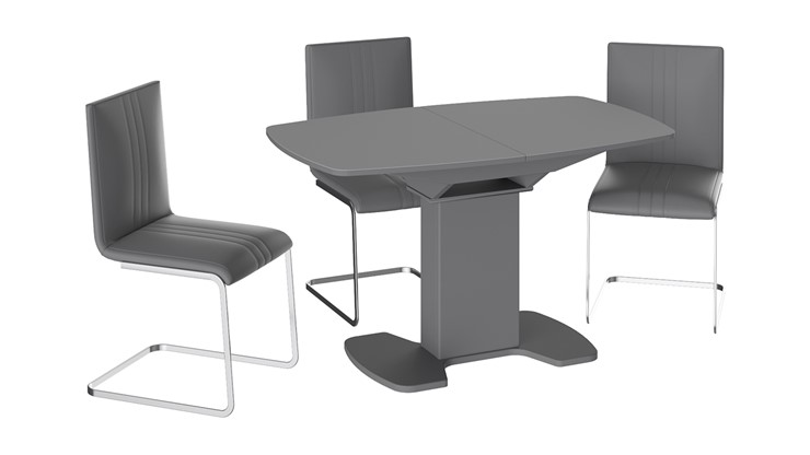 Раздвижной стол Портофино (СМ(ТД)-105.02.11(1)), цвет Серое/Стекло серое матовое LUX в Магадане - изображение 2