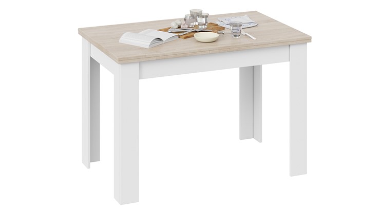 Кухонный стол раскладной Промо тип 4 (Белый/Дуб сонома светлый) в Магадане - изображение 2