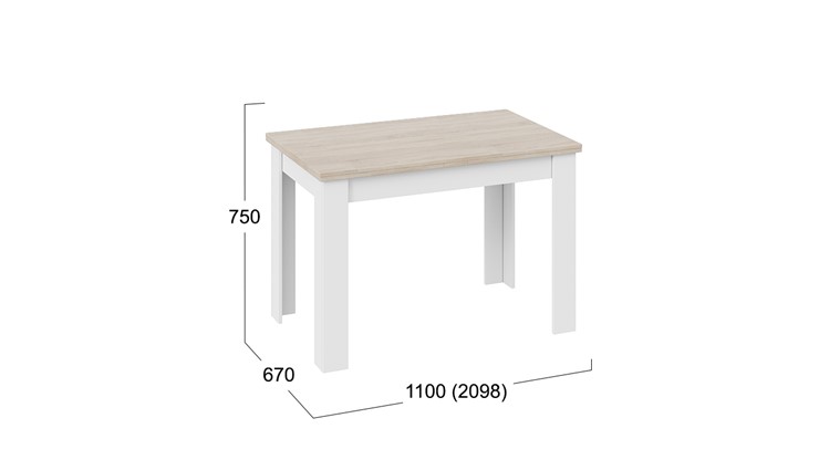 Кухонный стол раскладной Промо тип 4 (Белый/Дуб сонома светлый) в Магадане - изображение 4