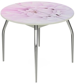 Обеденный раздвижной стол Ривьера - Круг, ноги метал. крашеные №24, ФП (Цветы №54) в Магадане