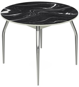 Кухонный раскладной стол Ривьера - Круг, ноги метал. крашеные №24, ФП (Мрамор №27) в Магадане