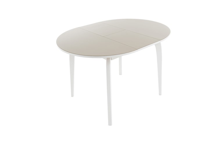 Кухонный раздвижной стол Ривьера исп. круг хром №5 (стекло белое/белый) в Магадане - изображение 2