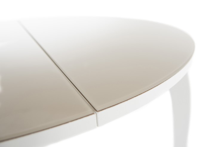 Кухонный раздвижной стол Ривьера исп. круг хром №5 (стекло белое/белый) в Магадане - изображение 6