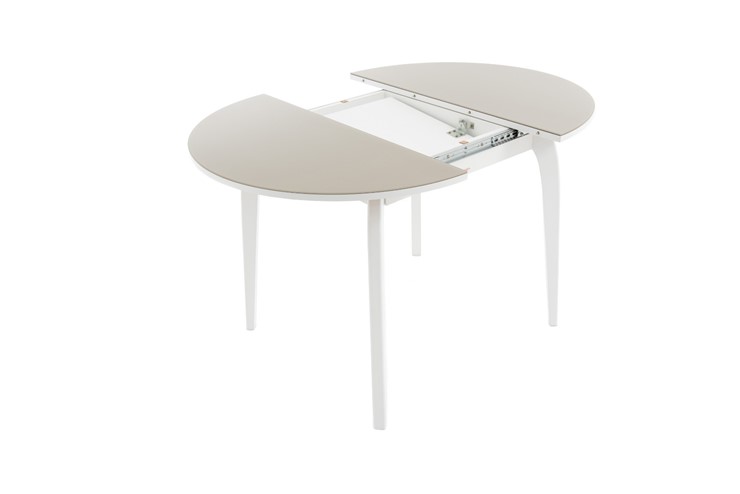 Кухонный раздвижной стол Ривьера исп. круг хром №5 (стекло белое/белый) в Магадане - изображение 7