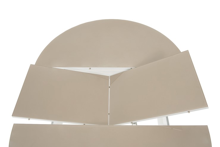 Кухонный стол раздвижной Ривьера исп. круг хром №5 (стекло белое/черный) в Магадане - изображение 4