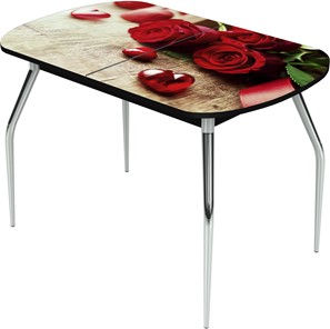 Кухонный стол раздвижной Ривьера исп.1 ноги метал. крашеные №24 Фотопечать (Цветы №33) в Магадане